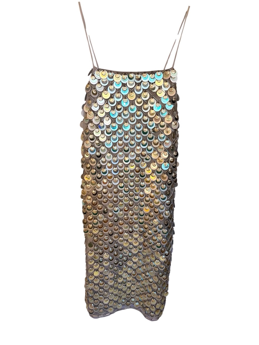 ASOS Metallic Iridescent Sequin Slip Dress in Gray and Silver